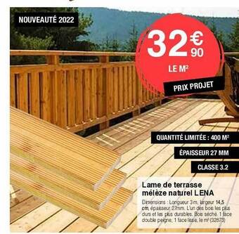 Lame de terrasse mélèze naturel lena