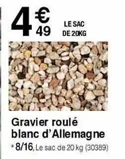 Chretien Matériaux Gravier roulé blanc d'allemagen 8 16 offre