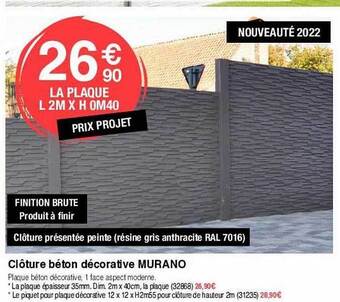 Chretien Matériaux Clôture béton décorative murano offre