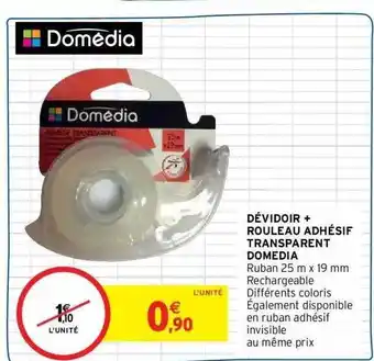 Intermarché Dévidoir + rouleau adhésif transparent domedia offre