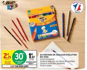 Intermarché 24 crayons de couleur évolution bic kids offre