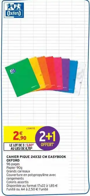 Intermarché Cahier pique 24 x 32 cm easybook oxford offre