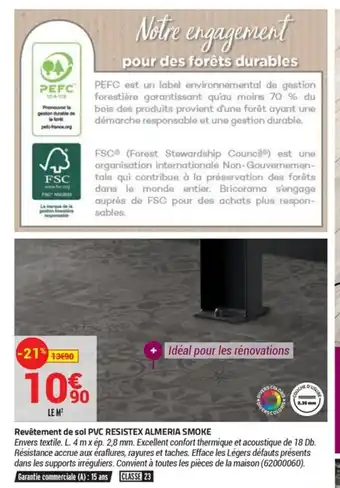 Bricorama Revêtement de sol PVC RESISTEX ALMERIA SMOKE offre