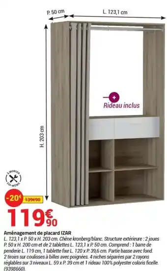 Bricorama Aménagement de placard IZAR offre