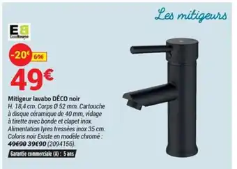 Bricorama Mitigeur Lavabo déco noir offre