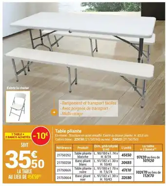 Bricorama Table pliante offre