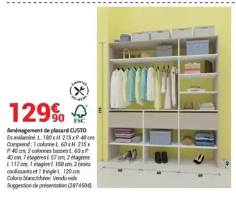 Bricorama Aménagement De placard custo offre