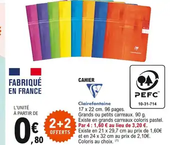 E.Leclerc Cahier clairefontaine offre