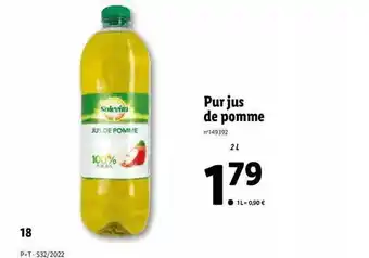 Lidl Pur jus de pomme solevita offre