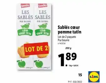 Lidl Sablés coeur pomme tatin offre