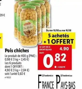 Lidl Pois chiches freshona offre