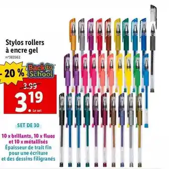 Lidl Stylos rollers à encre gel offre