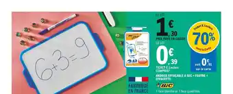 E.Leclerc Ardoise effaçable à sec effacette bic offre
