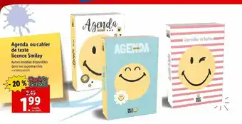 Lidl Agenda ou cahier de texte licence smiley offre