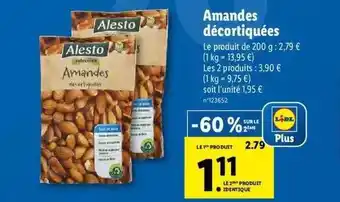 Lidl Amandes décortiquées alesto offre