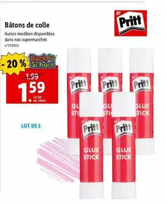 Lidl Bâtons de colle pritt offre