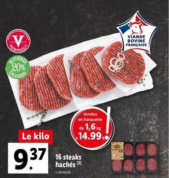 Lidl 16 steaks hachés offre