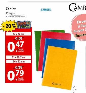 Lidl Cahier offre