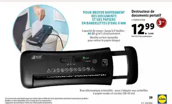 Lidl Destructeur de documents portatif united office offre