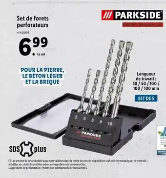 Lidl Set de forets perforateurs parkside offre