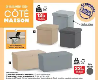 ALDI Pouf avec espace de rangement, banc avec espace de rangement home creation living offre