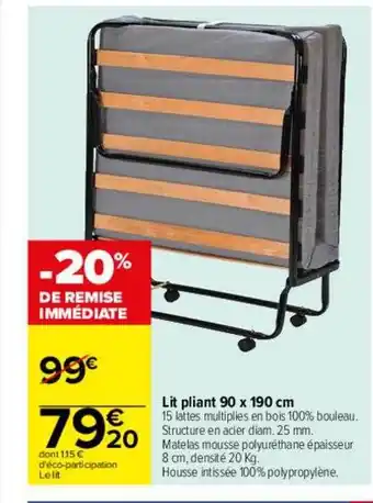 Lit pliant 90 x 190 cm