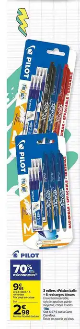 Carrefour Market 3 rollers «fixton ball» 6 recharges bleue offre