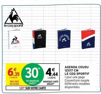 Intermarché Agenda cousu 12 x 17 cm le coq sportif offre