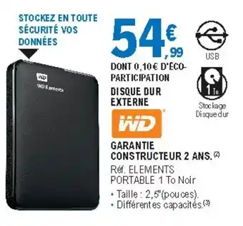E.Leclerc Disque Dur Externe offre