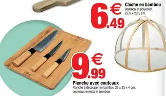 Bazarland Cloche En Bambou Planche Avec Couteaux offre