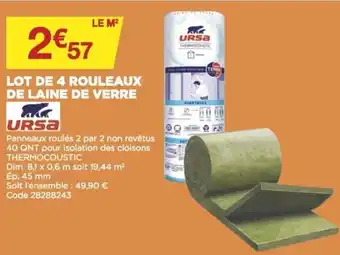 Bricomarché Lot de 4 rouleaux de laine de verre offre
