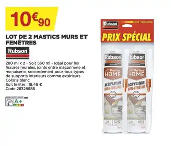 Bricomarché Lot de 2 mastics murs et fenêtres offre