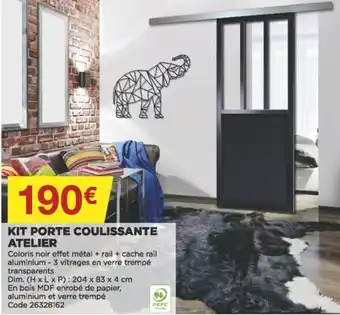 Bricomarché Kit porte coulissante atelier offre