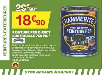 Bricomarché HAMMERITE peinture fer direct sur rouille 750 ML offre
