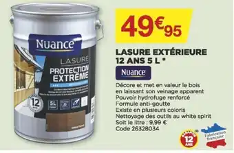 Bricomarché NUANCE lasure extérieure 12 ans 5 L offre
