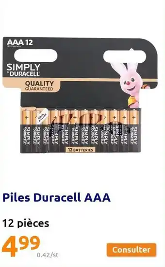 Action Piles duracell AAA offre