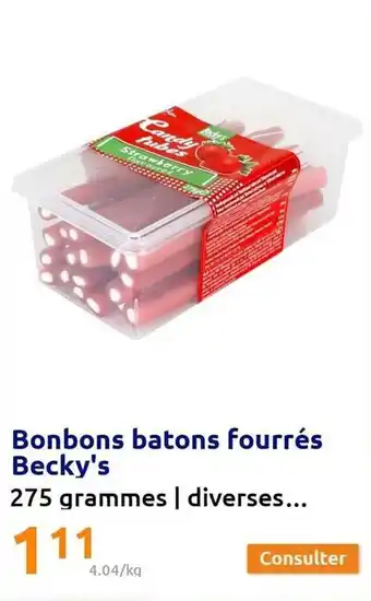 Action Bonbons batons fourrés becky's offre
