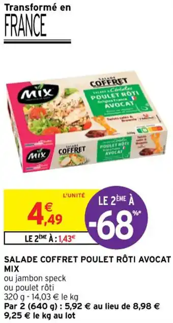 Intermarché MIX salade coffret poulet rôti avocat offre