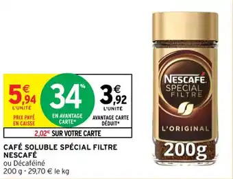 Intermarché NESCAFÉ café soluble spécial filtre offre