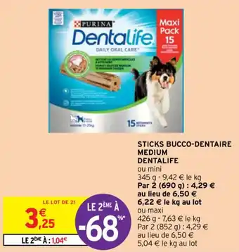 Intermarché DENTALIFE sticks bucco-dentaire medium offre
