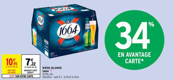 Intermarché 1664 bière blonde offre
