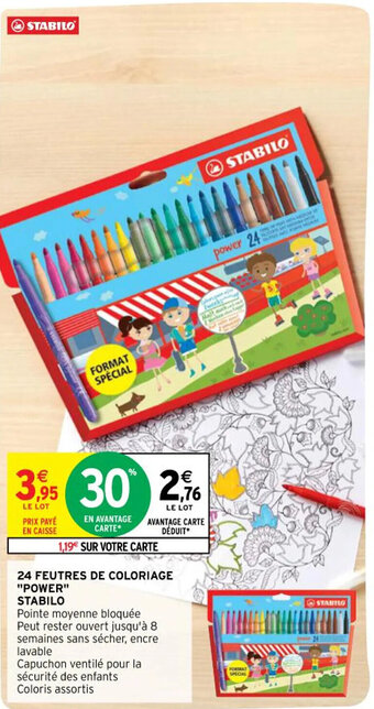 Intermarché STABILO 24 feutres de coloriage "power" offre