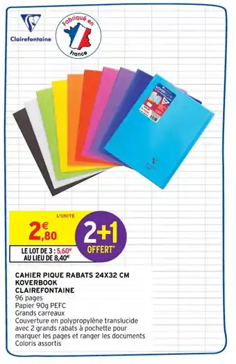 CLAIREFONTAINE cahier pique rabats 24x32 cm koverbook