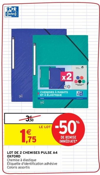 Intermarché OXFORD lot de 2 chemises pulse A4 offre