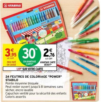 Intermarché STABILO 24 feutres de coloriage "power" offre