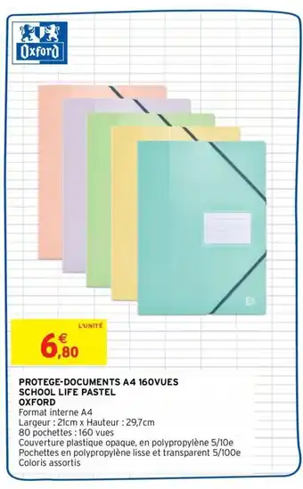 Intermarché OXFORD protege-documents A4 160vues school life pastel offre