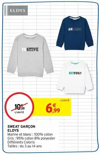Intermarché ELDYS sweat garçon offre