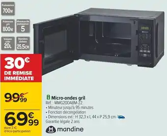 Carrefour Micro-ondes gril offre