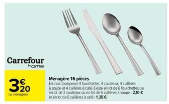 Carrefour Ménagère 16 pièces offre