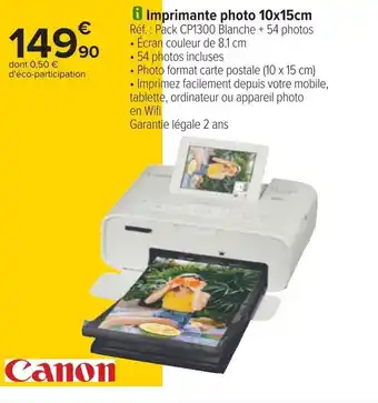 Carrefour Imprimante photo 10x15cm offre